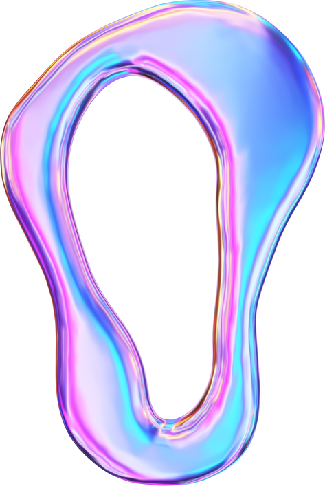 3D Chrome holographic liquid alphabet symbols