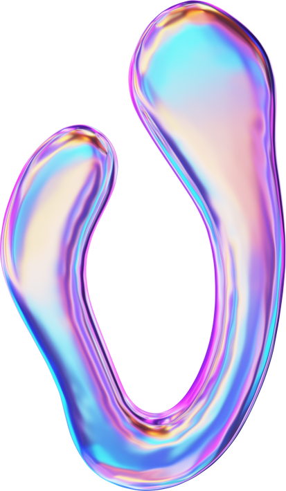 3D Chrome holographic liquid alphabet symbols