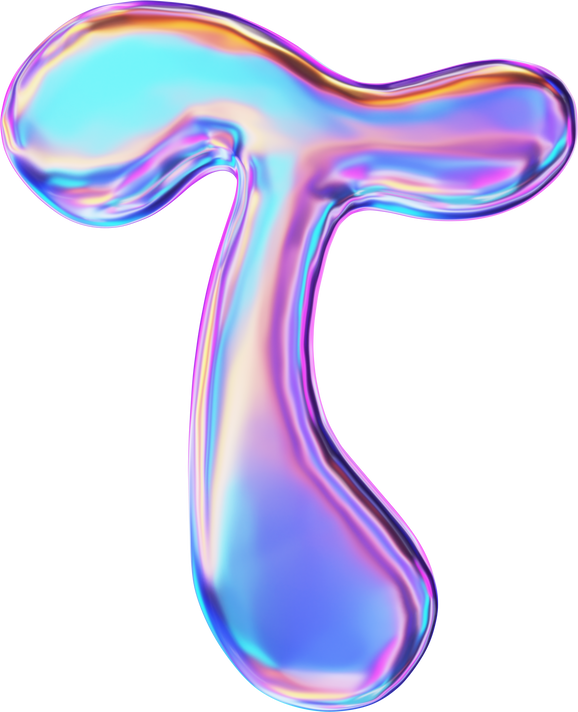 3D Chrome holographic liquid alphabet symbols