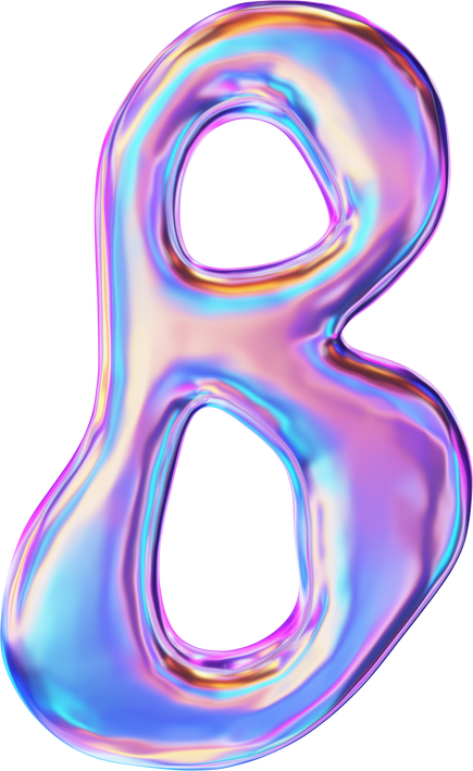 3D Chrome holographic liquid alphabet symbols